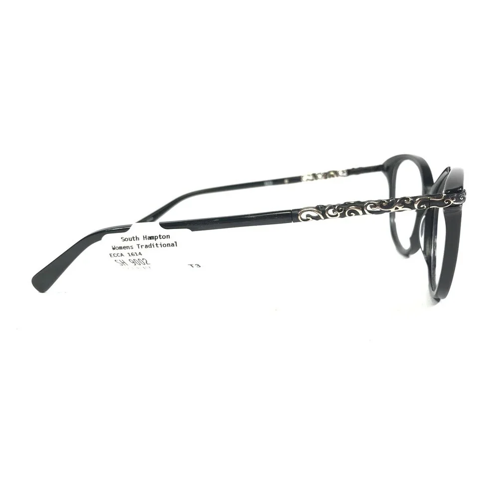 South Hampton SH9002 BK Eyeglasses Frames Black Round Cat Eye Full Rim 52-16-135